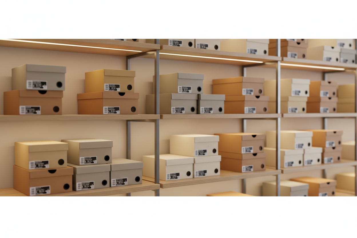 fondo generico con caja de zapatillas al fondo